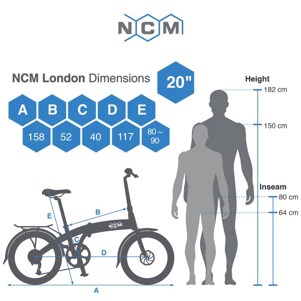 NCM London+ Folding E-Bike, 250W-350W Electric Bike Motor, 36V Powerful 19Ah 684Wh Long Range Battery - Image 6