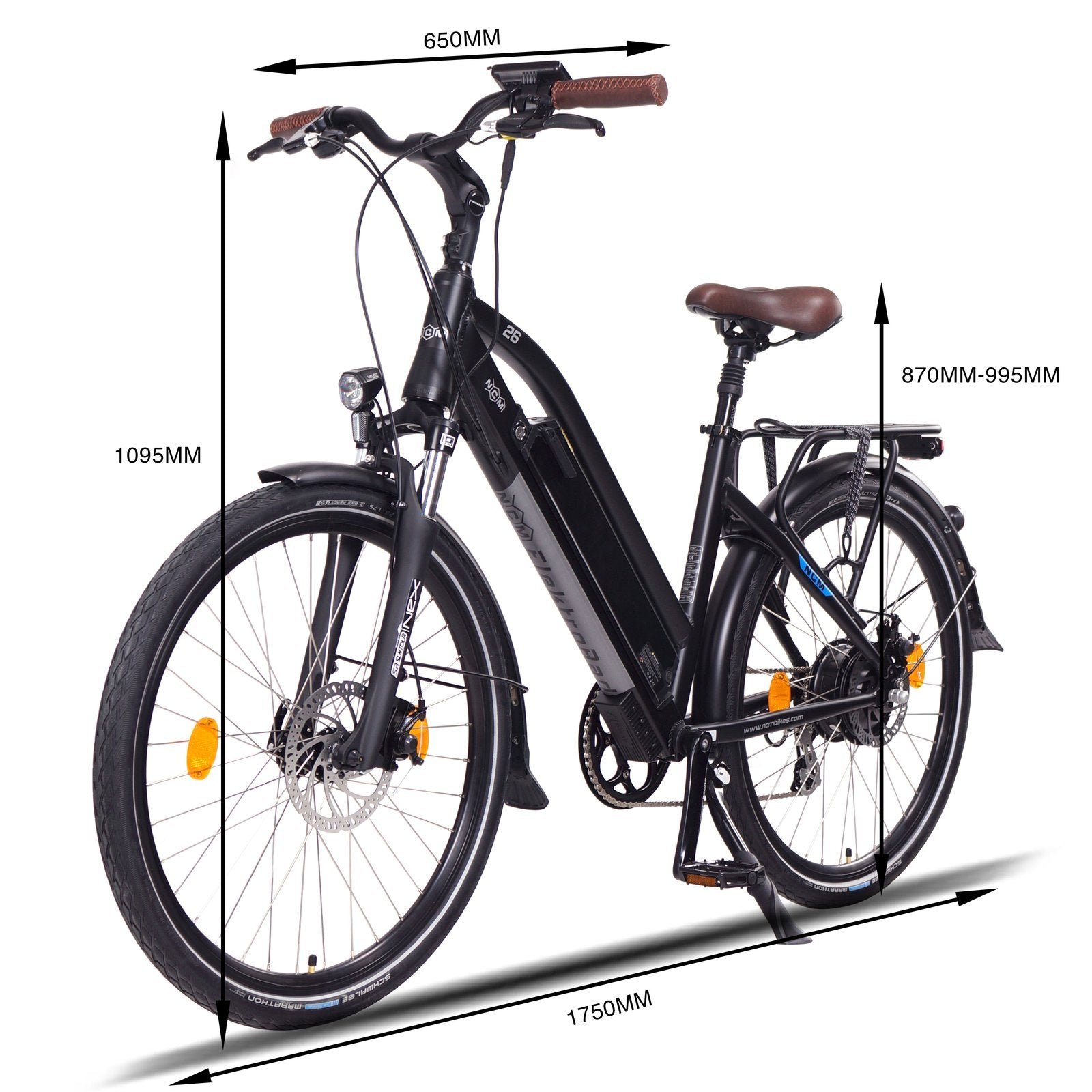 NCM Milano Plus Trekking E-Bike, 250W-500W City-Bike, 48V 16Ah 768Wh Long Range Battery - Image 4