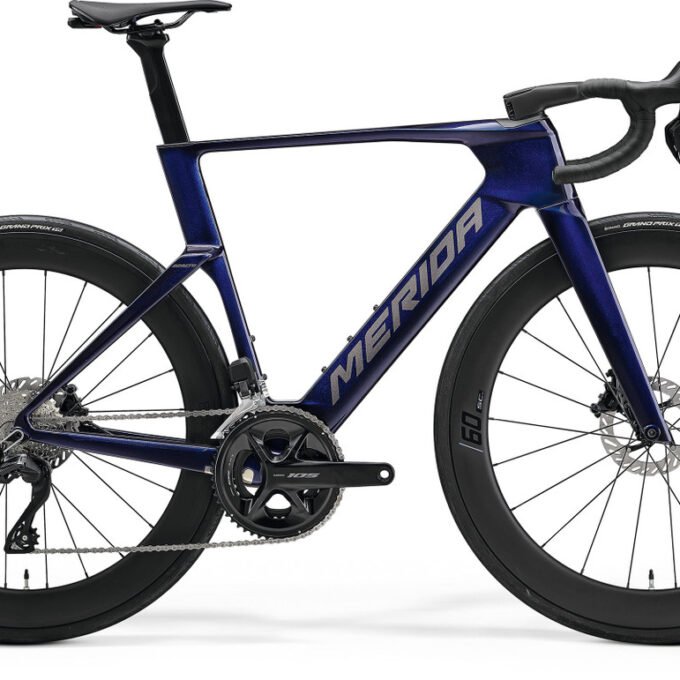 Merida Reacto 6000 Aero Road Bike W/ 105 Di2 - Starfield Purple/Slate Grey