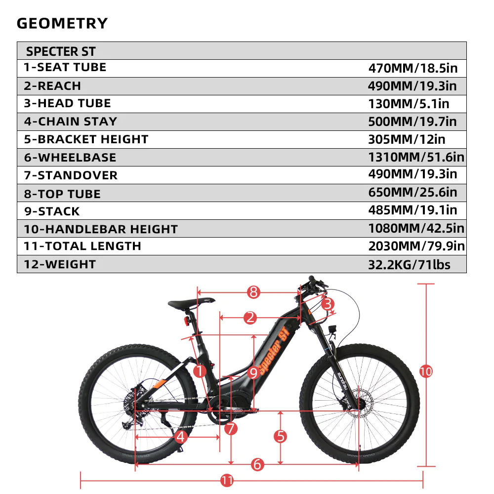 Eunorau Specter-ST 2.0 Electric Mountain Bike E-MTB - Image 9
